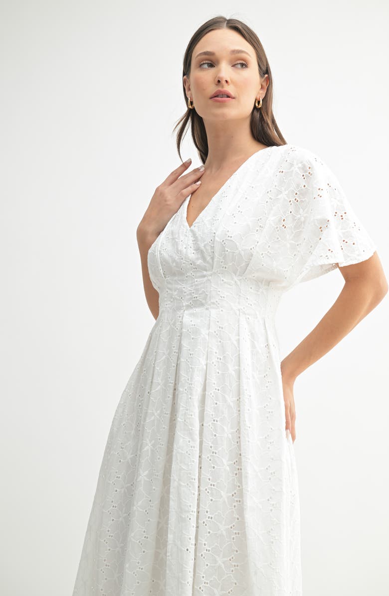 Mila Mae Dolman Sleeve Eyelet A-Line Dress, Alternate, color, Ivory
