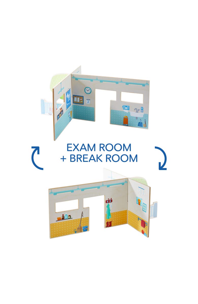 HABA Little Friends Veterinary Clinic Play Set - 4 Detailed Rooms with 1 Vet Figure, Kitten, Kennels and Accessories, Alternate, color,