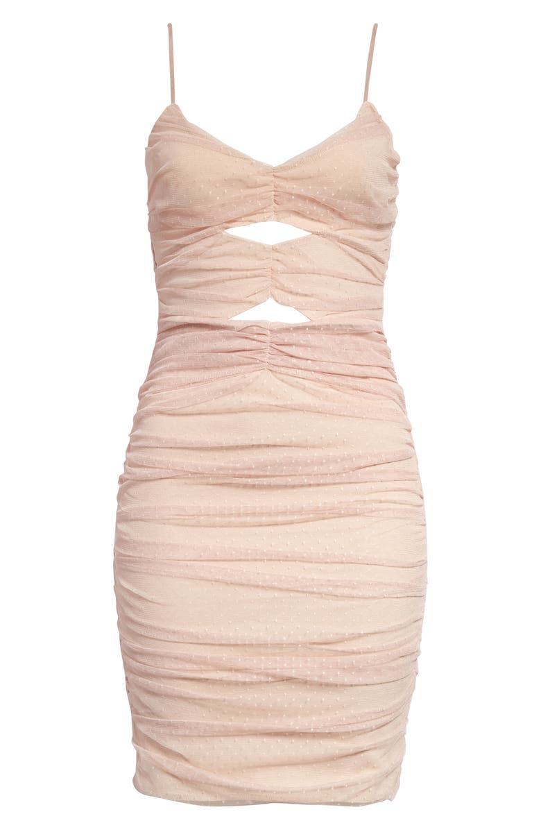 Lulus Posh Swiss Dot Cutout Minidress, Alternate, color, 