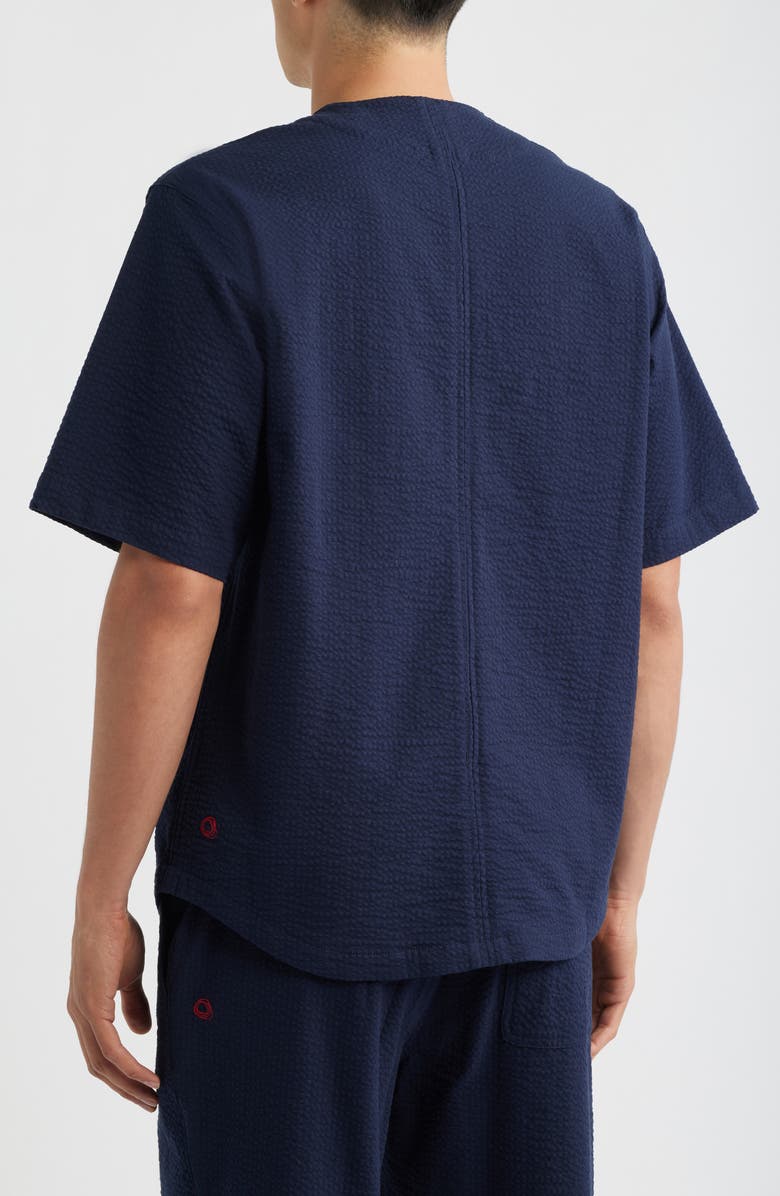 Imperfects Mr. Lynch's Benny Short Sleeve Seersucker Button-Up Jersey, Alternate, color, Dark Navy
