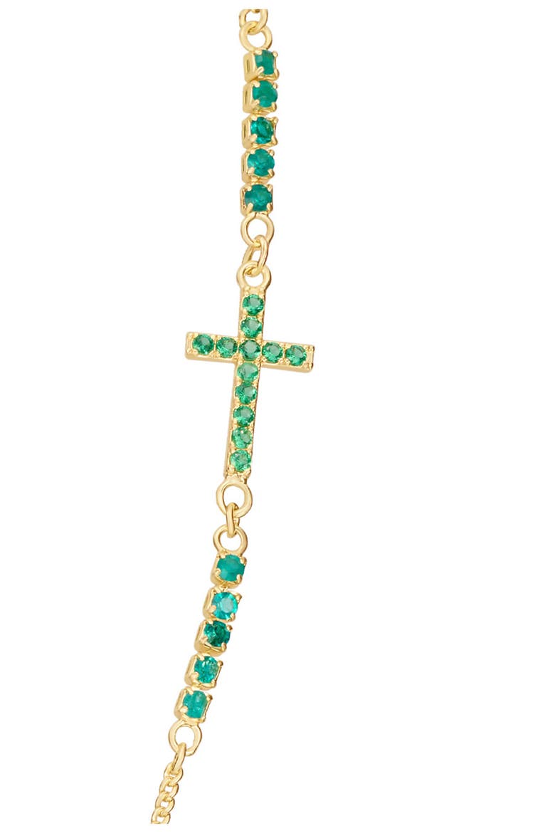 Virgin Mary & Cross Cubic Zirconia Necklace, Alternate, color, GREEN/ GOLD