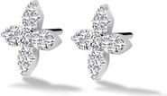 DPT Antwerp Little Flower Diamond Earrings | 34 natural diamonds | 925 Sterling Silver | Earrings | Pin | White Rhodium