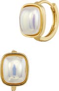 SAVVY CIE JEWELS Pearly Cabochon Huggie Hoop Earrings