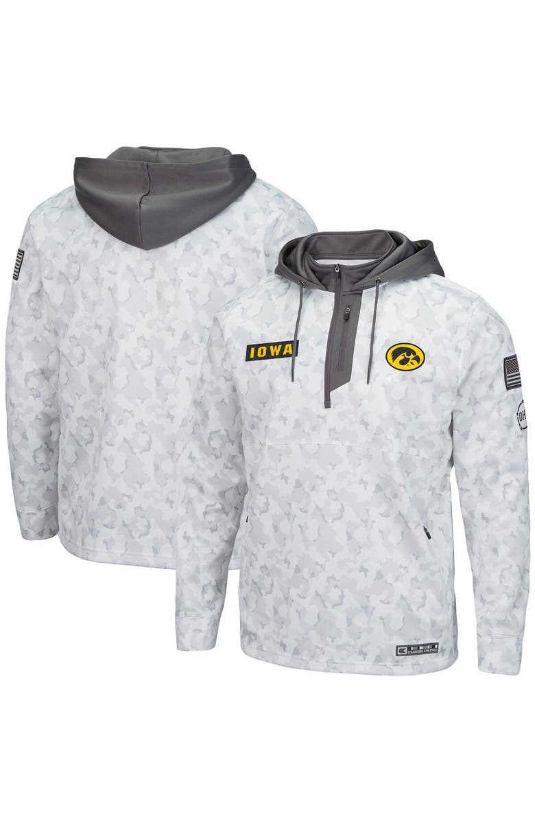 COLOSSEUM Men's Colosseum Arctic Camo Iowa Hawkeyes OHT Military Appreciation Quarter-Zip Hoodie, Alternate, color, Arctic Camo