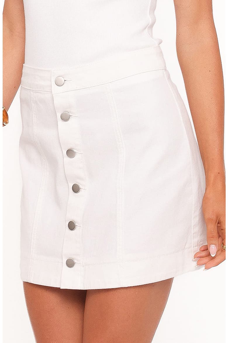 Sara Button Front Denim Miniskirt, Alternate, color, OFF WHITE