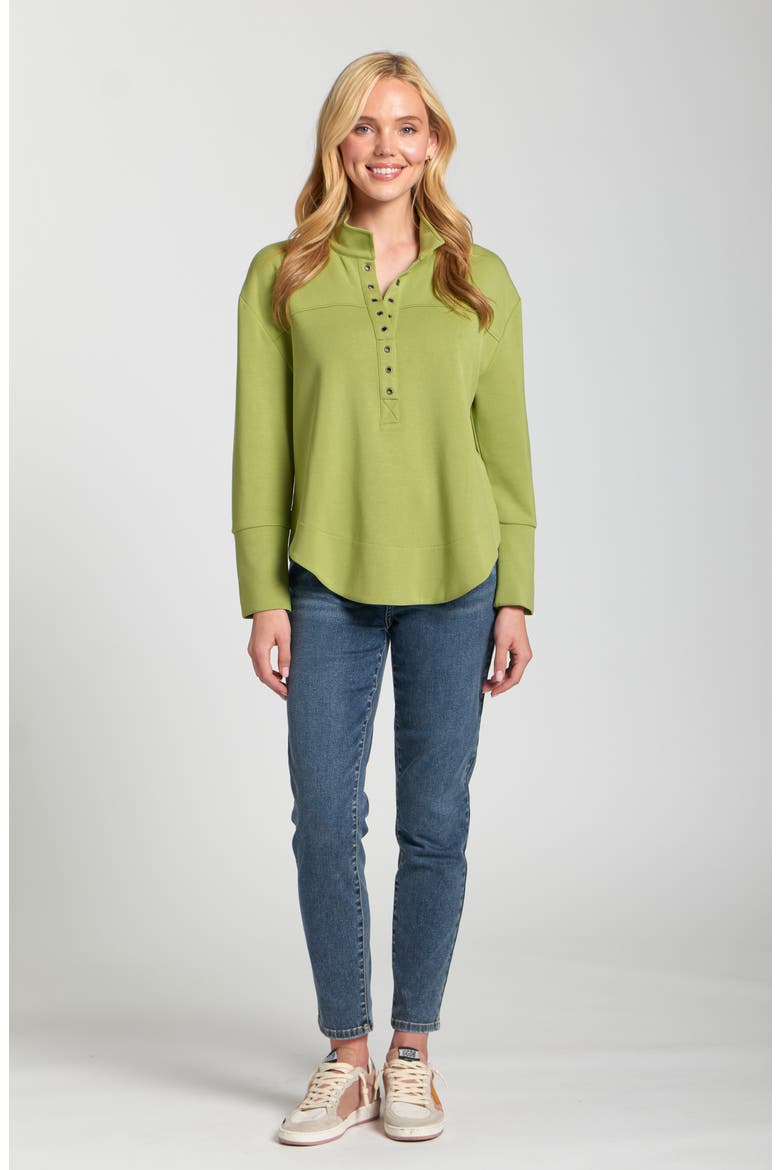 Grommet Henley Long Sleeve Top, Alternate, color, CITRON