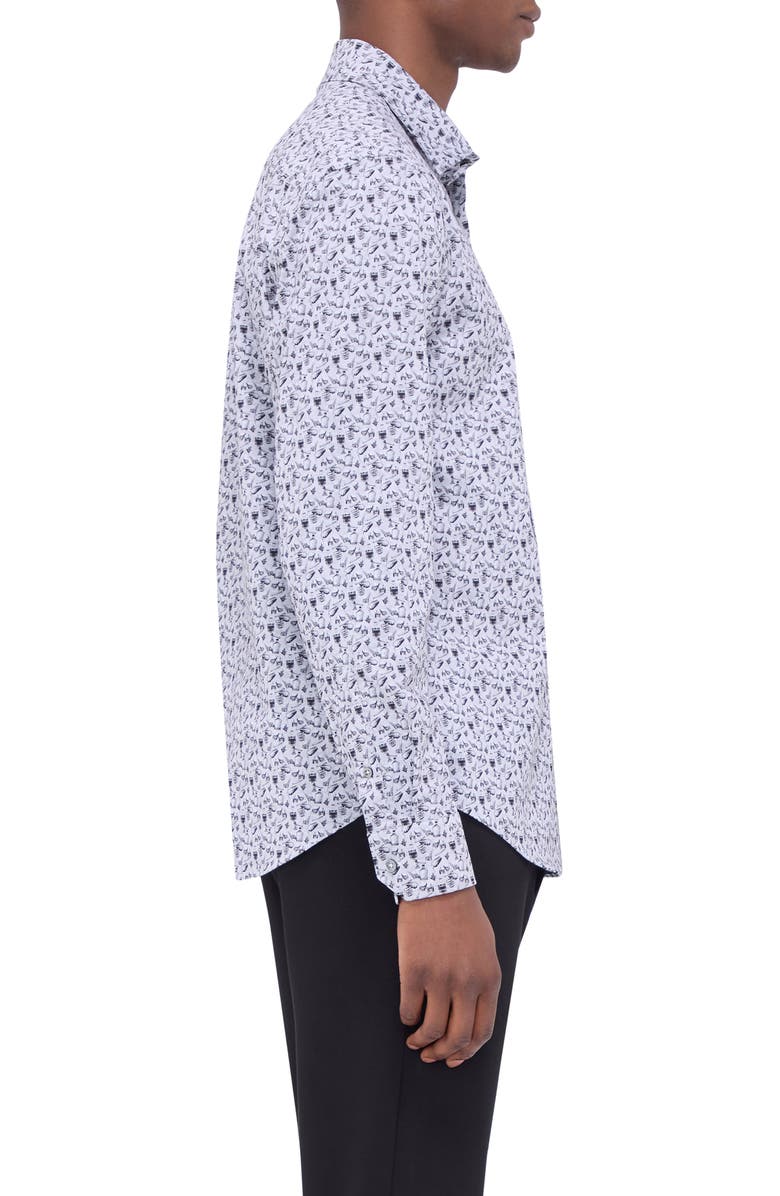 Bugatchi Jimmy OoohCotton<sup>®</sup> Cocktail Print Button-Up Shirt, Alternate, color, Zinc