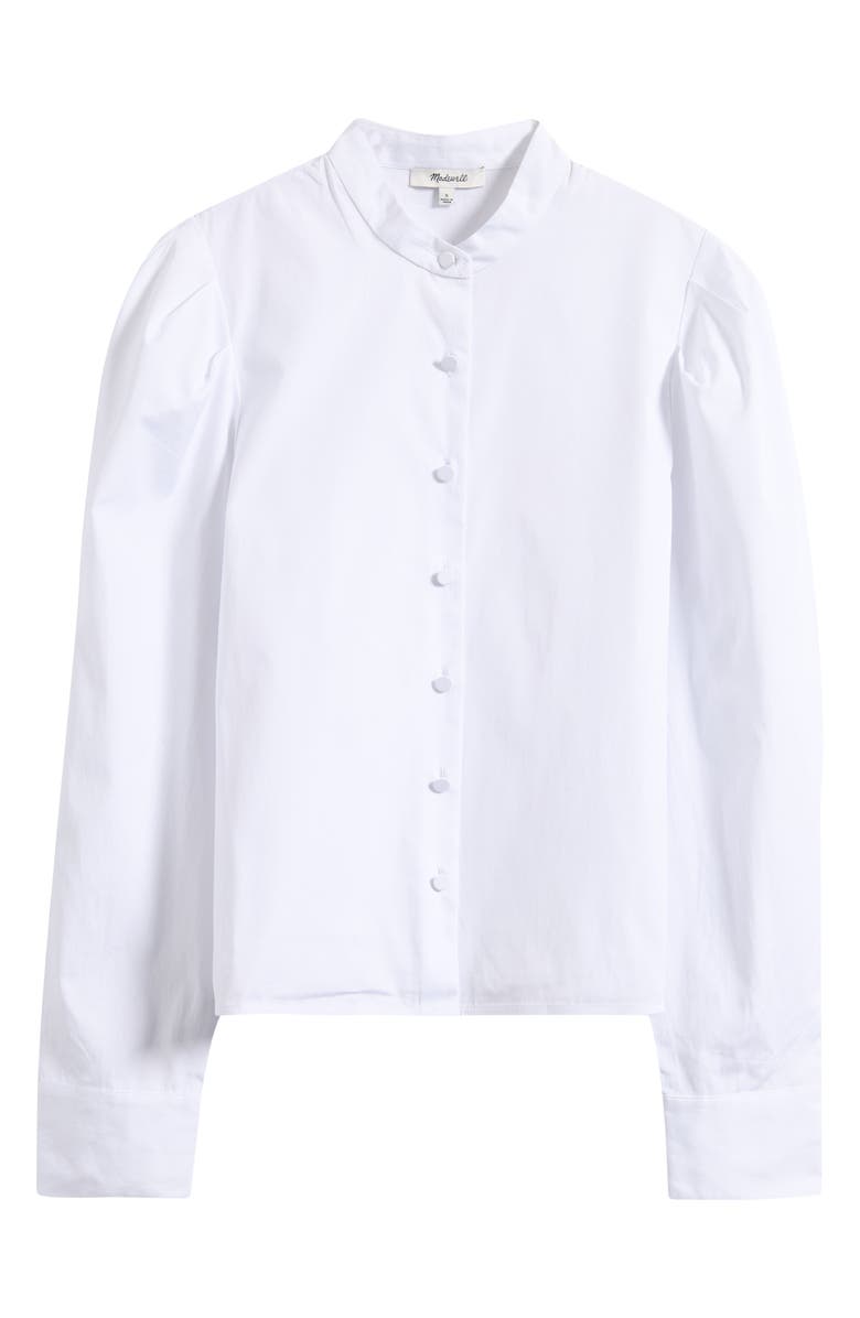 Madewell Paulina Cotton Poplin Band Collar Button-Up Shirt, Alternate, color, White