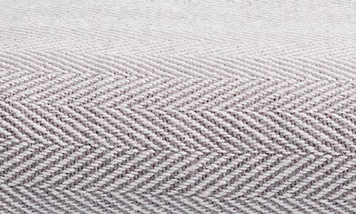 Petite Plume Herringbone Fringe Cotton Throw Blanket In Grey