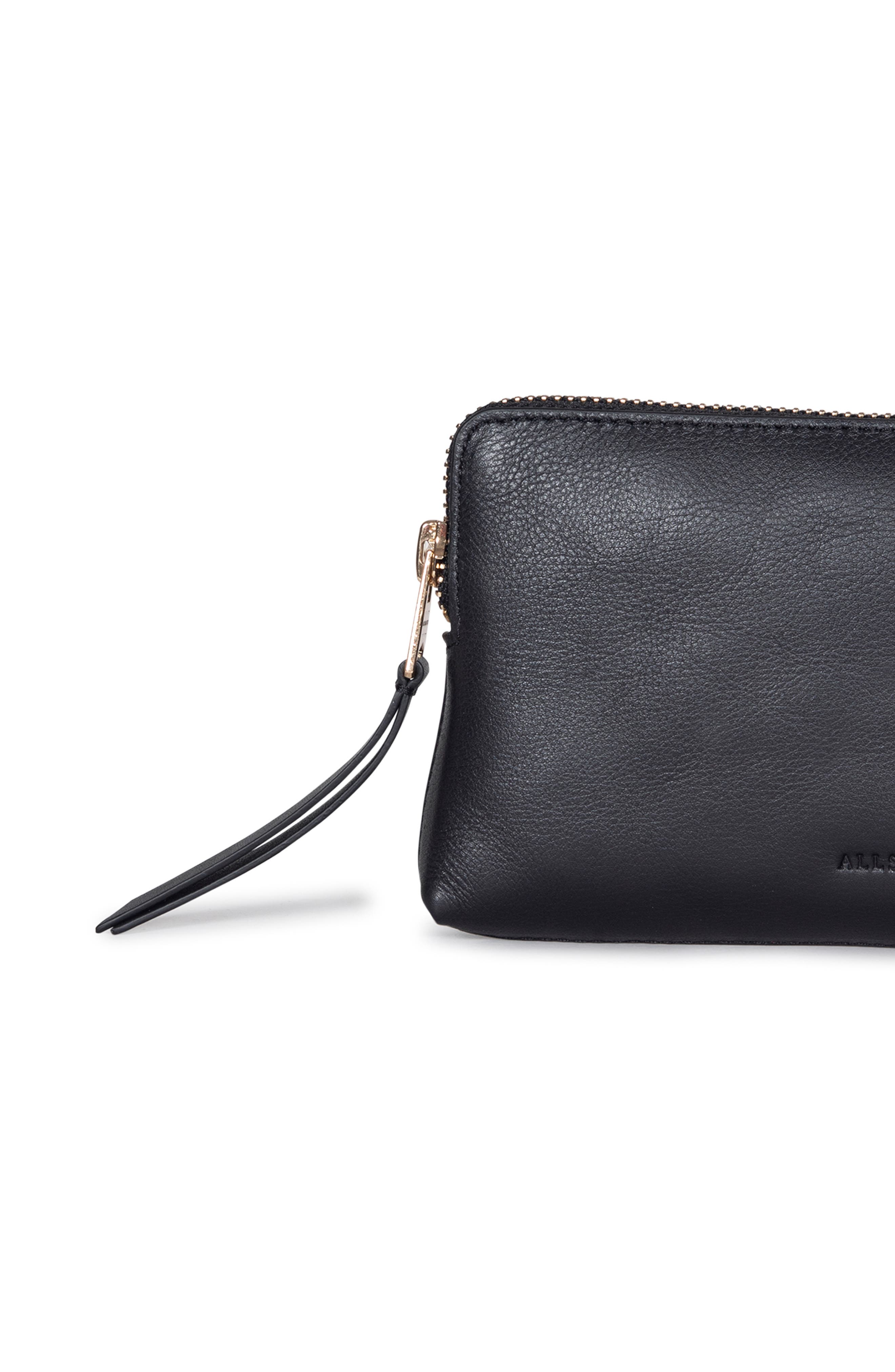 Leather Zip Belt Bag, Alternate, color, BLACK / WARM BRASS