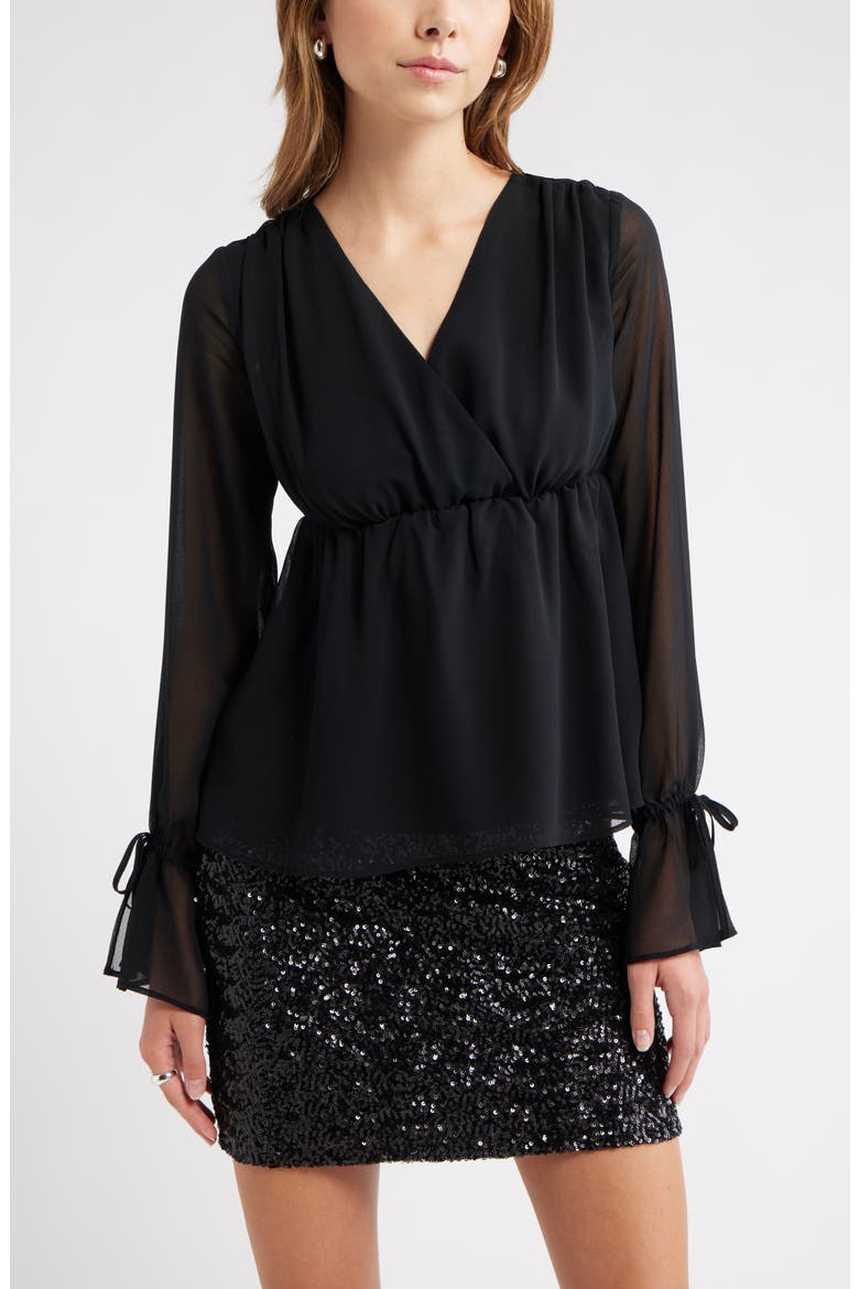 Babydoll Chiffon Top, Main, color, BLACK
