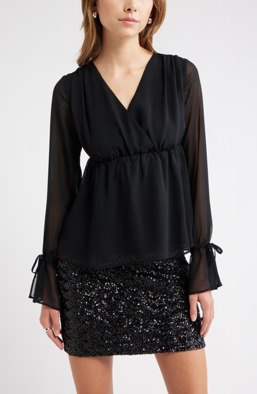 Open Edit Babydoll Chiffon Top In Black