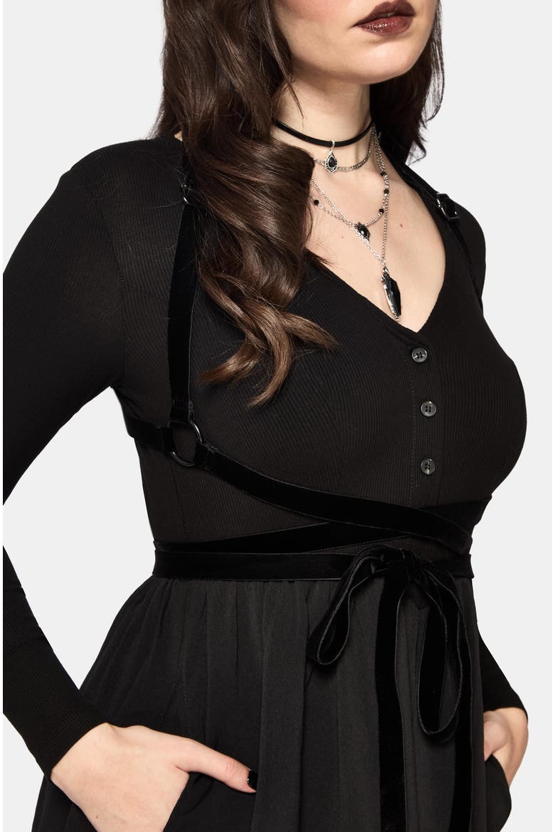 Torrent Button Up Midi Dress, Alternate, color, Black