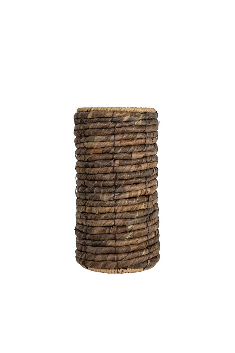 Metal & Woven Seagrass Bottle Holder 10.2", Main, color, Brown