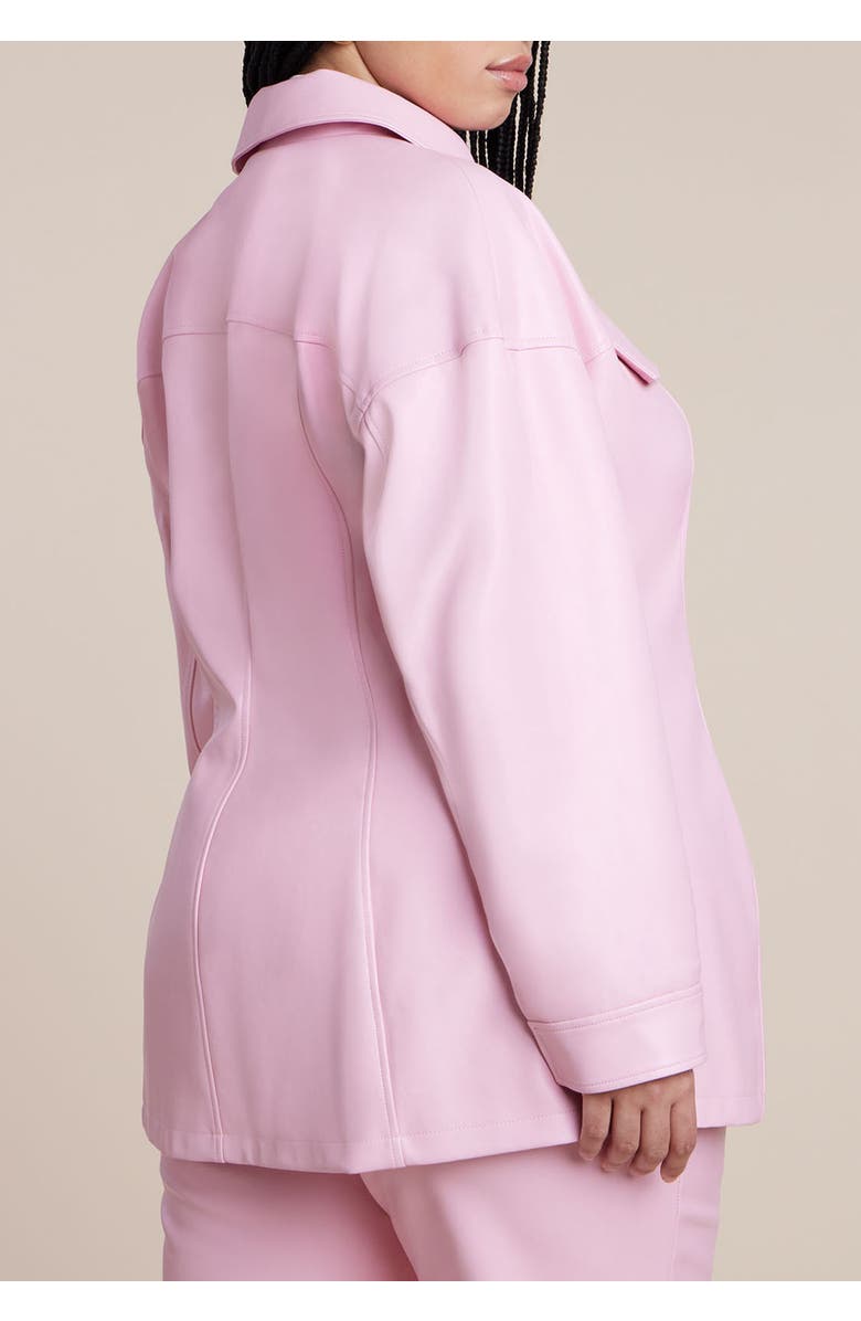 ELOQUII Pocket Detail Faux Leather Jacket, Alternate, color, Romance Rose
