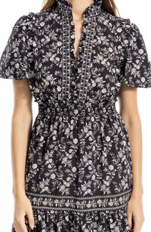 Max Studio Ruffle Bubble Sleeve Tiered Maxi Dress In Black