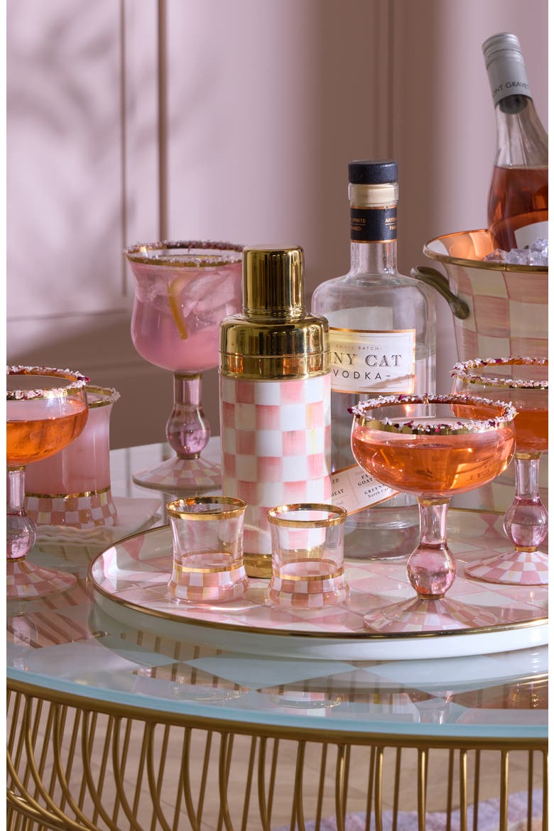 Rosy Check Enameled Steel Cocktail Shaker, Alternate, color, ROSY