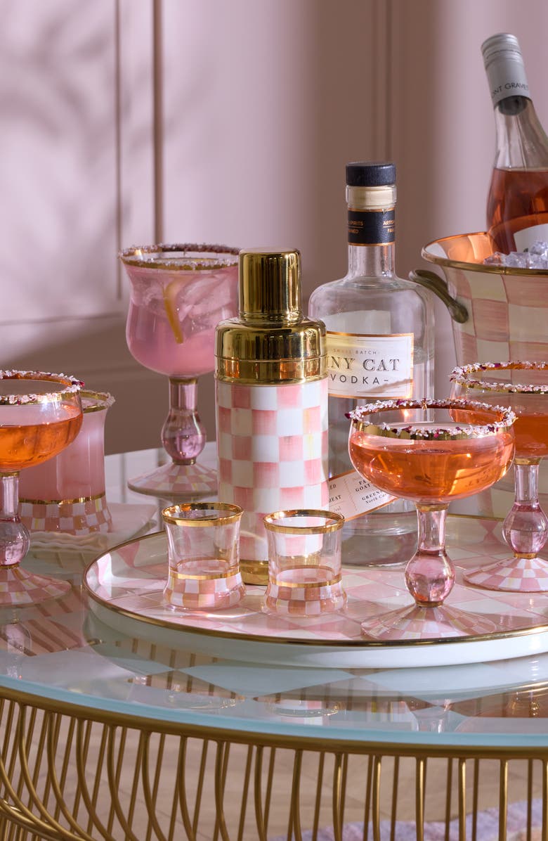 MACKENZIE CHILDS Rosy Check Enameled Steel Cocktail Shaker, Alternate, color, Rosy