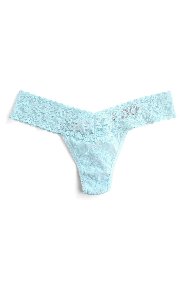 Hanky Panky I Do Swarovski Crystal Low Rise Thong, Alternate, color, Celeste Blue