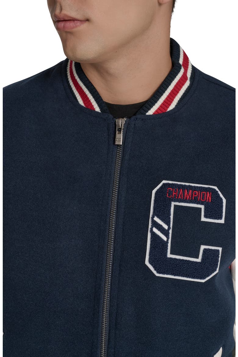 Varsity Patch Bomber Jacket, Alternate, color, NAVY/ IVORY