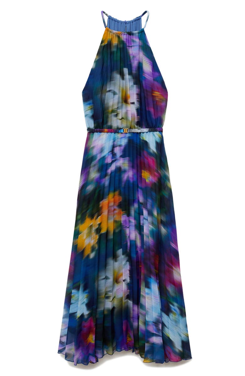 MANGO Floral Pleated Midi Dress, Alternate, color,