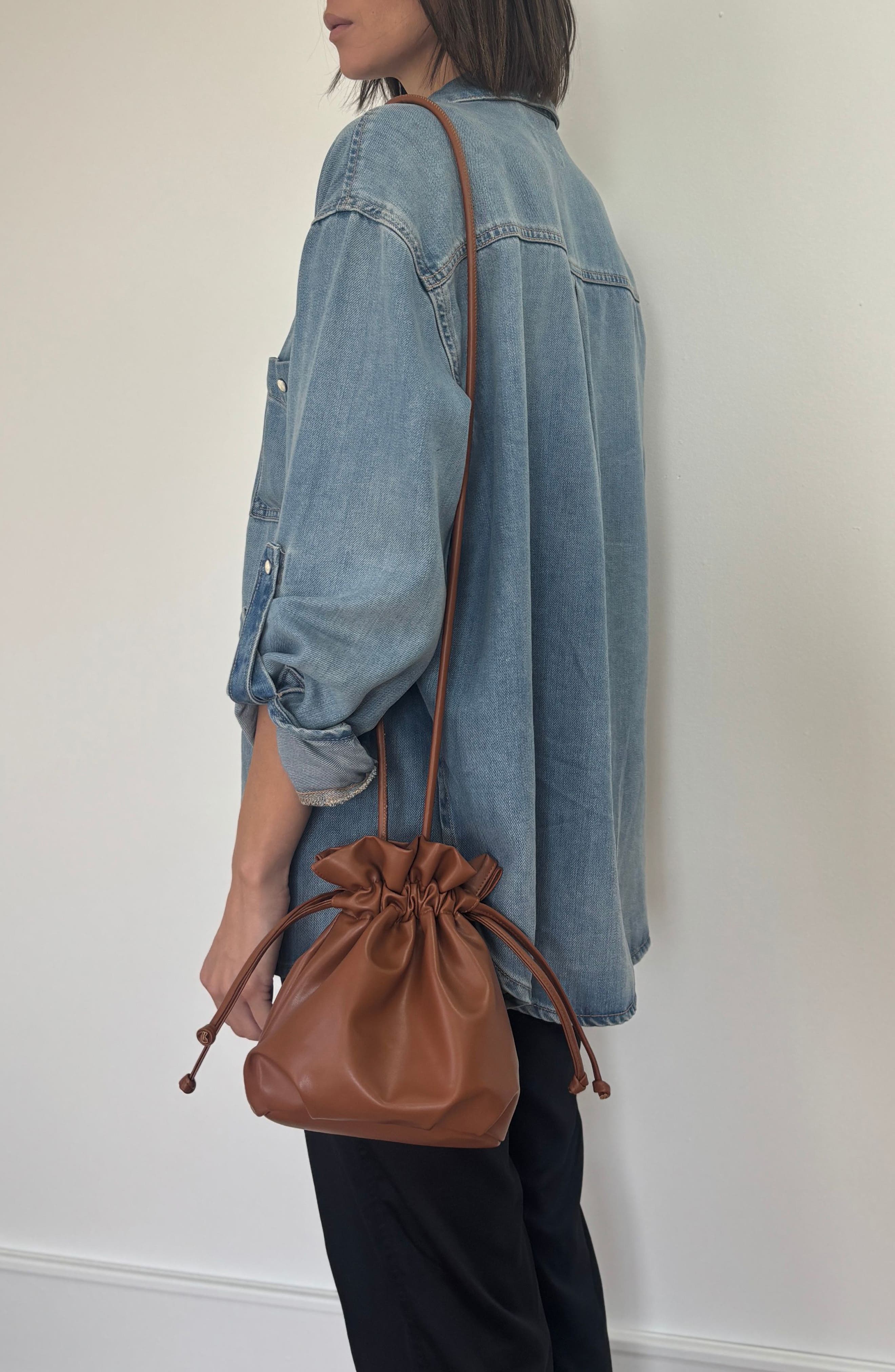 Adornia Scrunch Bucket Bag, Alternate, color, Brown