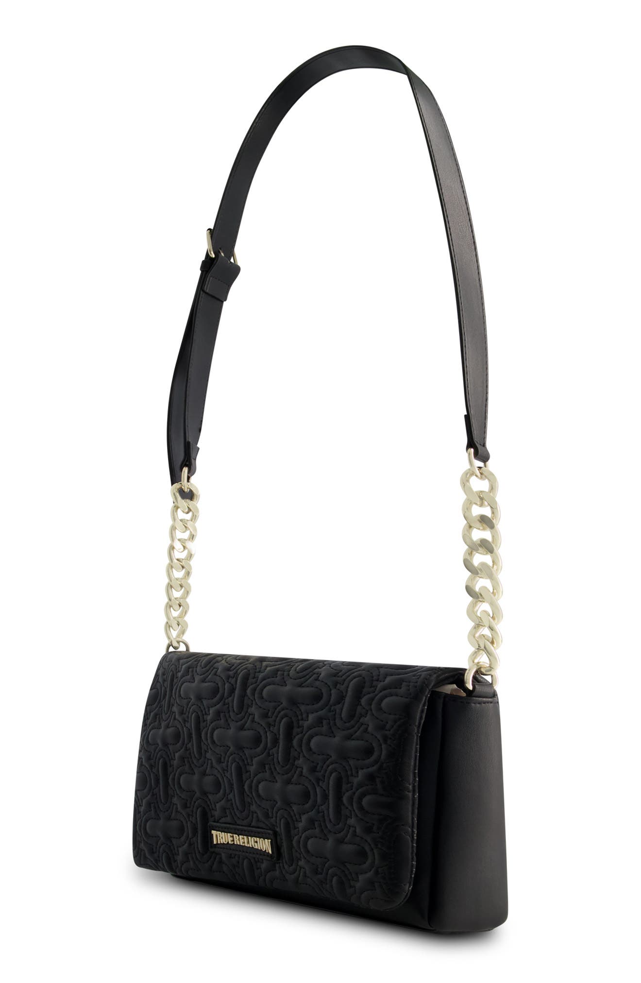 True Religion Quilted Horseshoe Flap Bag, Alternate, color, Black