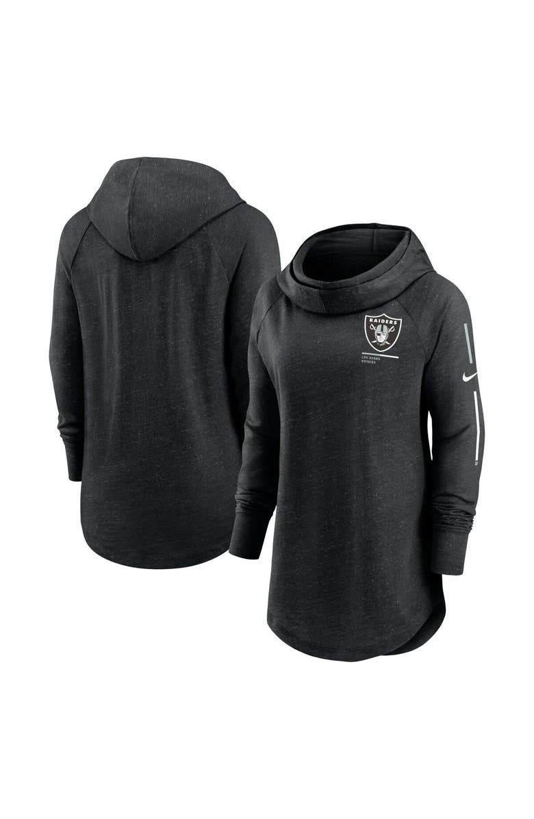 Nike Women's Nike Black Las Vegas Raiders Minimal Statement Lightweight Raglan Funnel Neck Pullover Hoodie, Main, color, Black