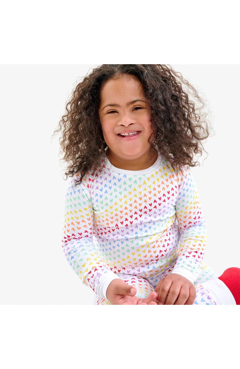 Primary Kids Organic Long Sleeve PJ Set in Hearts, Alternate, color, 