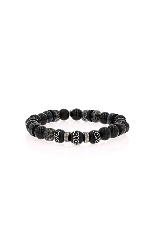 Sheryl Lowe Black Mix 8mm Bead Bracelet With 4 Diamond Rondelles