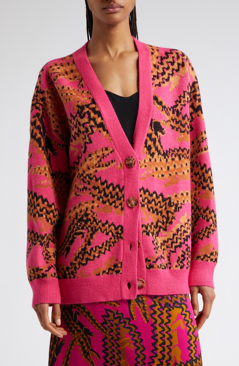 FARM Rio Croco Jacquard Cardigan, Alternate, color, 