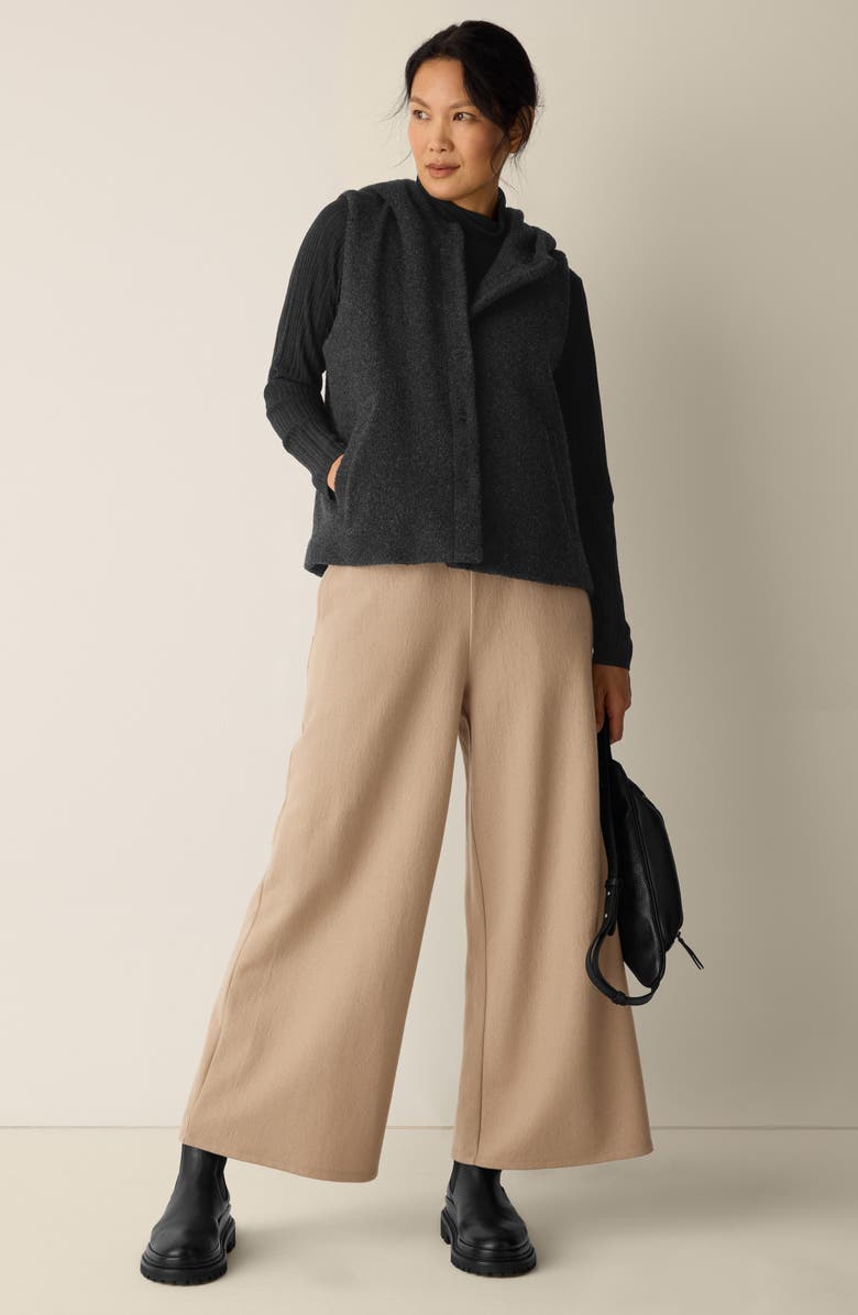 Eileen Fisher Wool Blend Hooded Vest, Alternate, color, Charcoal