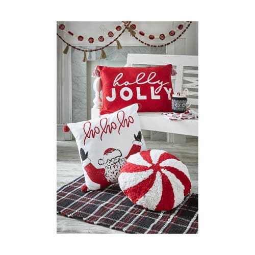 Tag Holly Red Cotton Throw Pillow For Christmas Winter Decor In Red