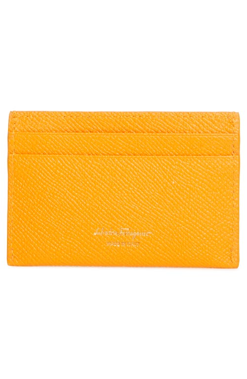 Ferragamo Double Gancio Leather Card Case In Yellow