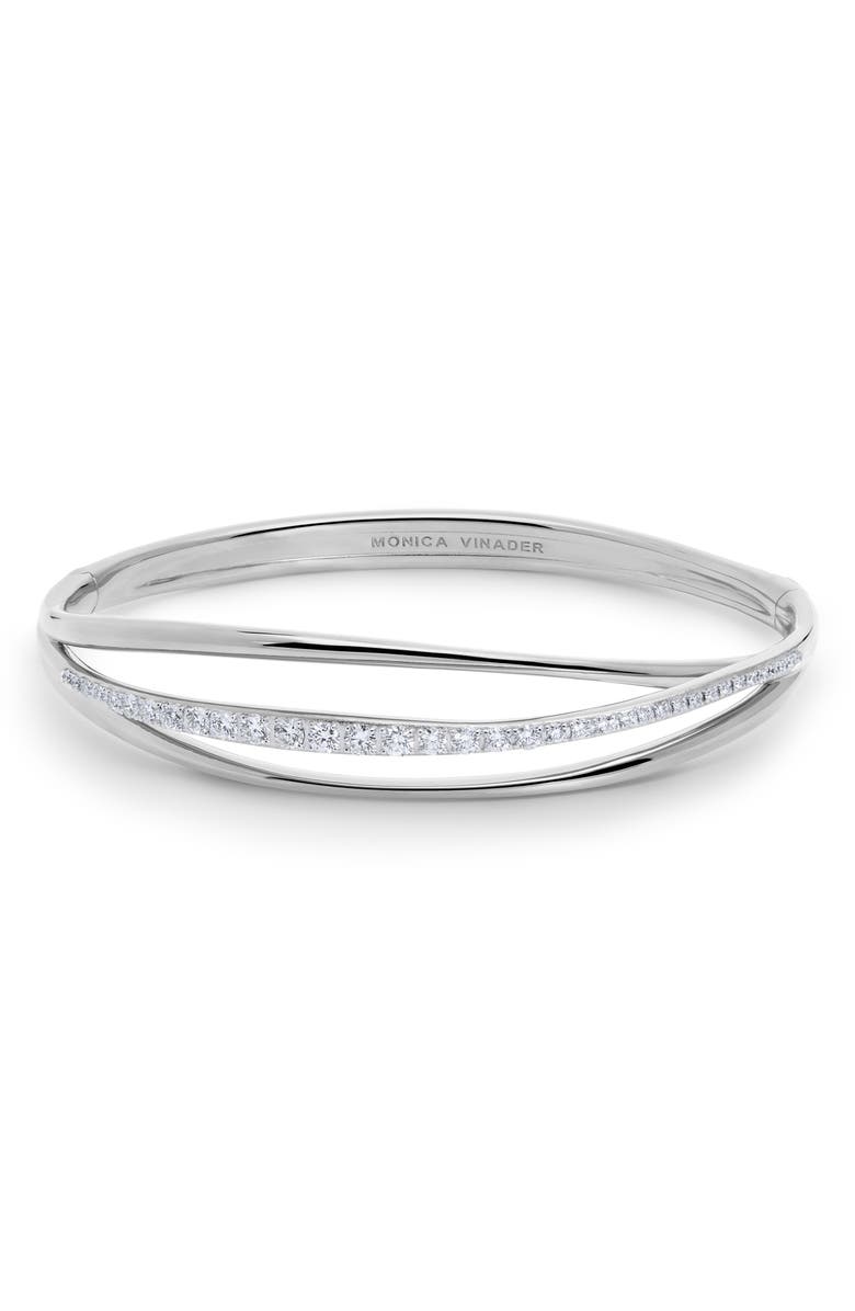 Monica Vinader Nura Lab-Created Diamond Pavé Wrap Bangle Bracelet, Main, color, Sterling Silver / Lab Dia