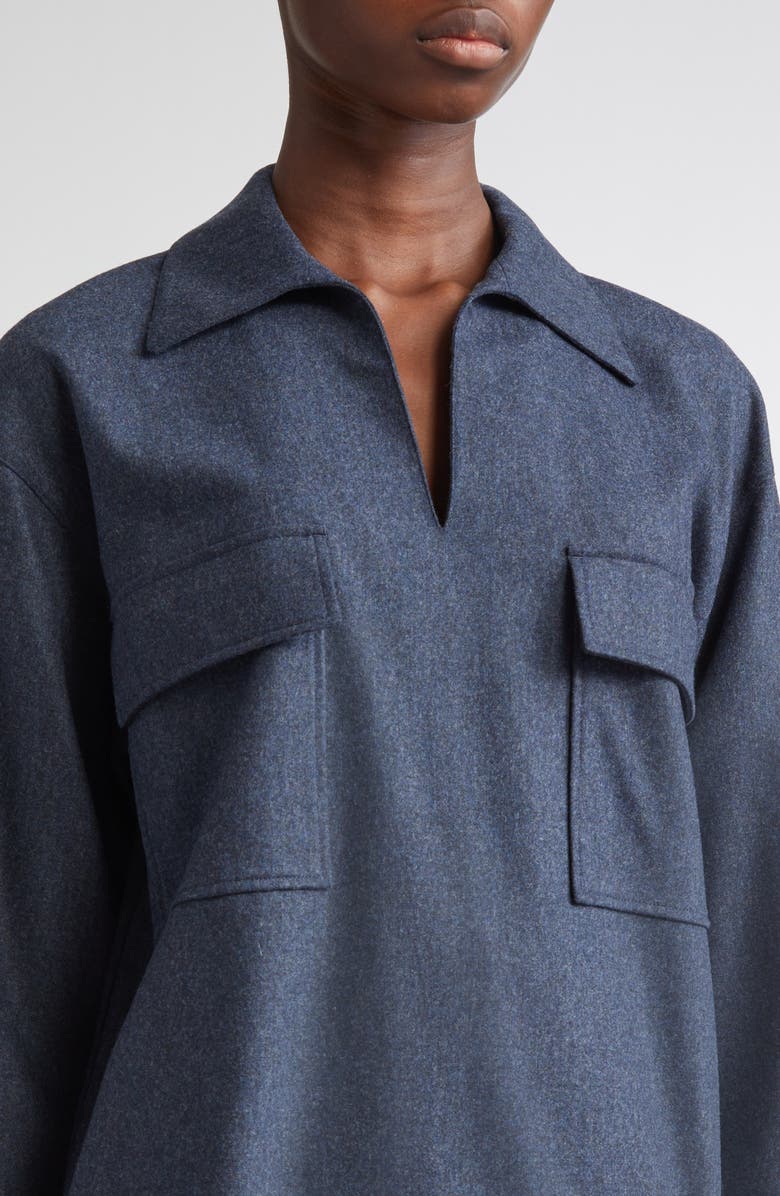 Lafayette 148 New York Patch Pocket Popover Shirt, Alternate, color, Admiral Blue Melange