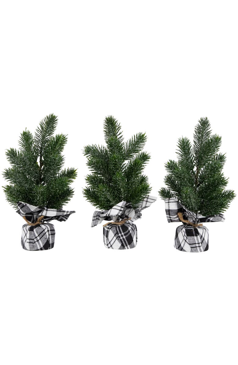Northlight Mini Iced Pine Artificial Christmas Trees - 10" - Set of 3, Main, color, Green