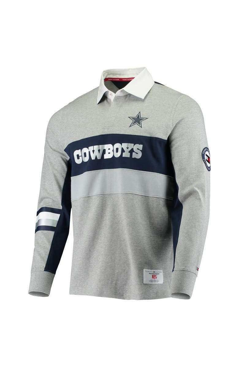 Tommy Hilfiger Men's Tommy Hilfiger Heathered Gray Dallas Cowboys Rugby Long Sleeve Polo, Alternate, color, Gray