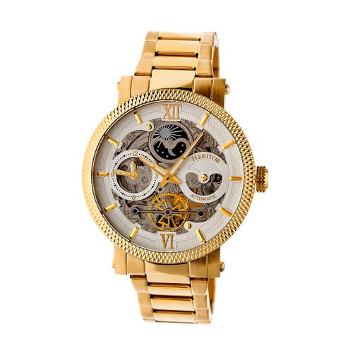 Heritor Automatic Aries Skeleton Dial Bracelet Watch in Gold/silver at Nordstrom