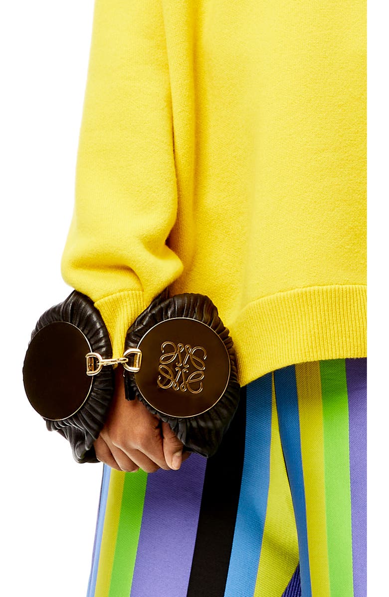 Loewe Pleated Leather Bracelet Pouch, Alternate, color,