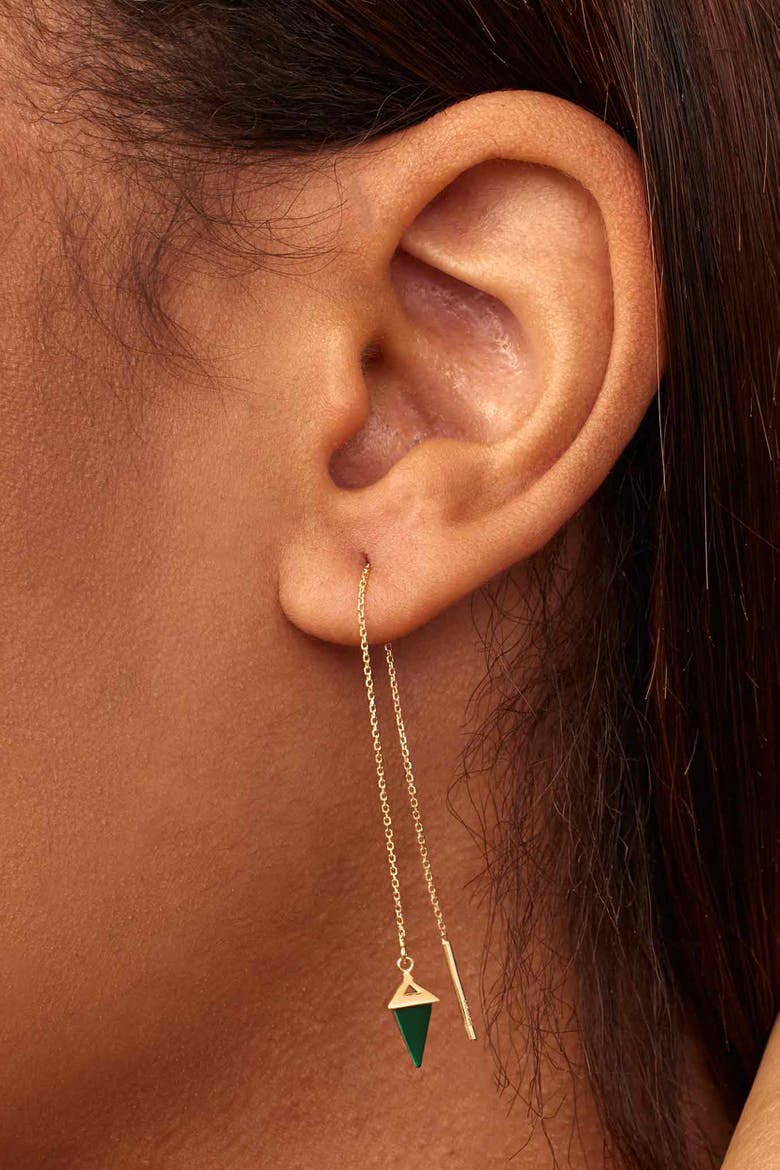 14K Gold Prism Point Threaders, Alternate, color, Gold - Black Onyx