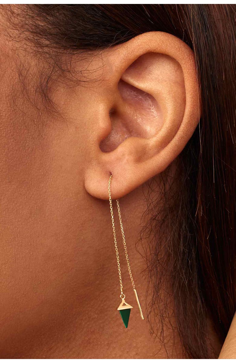 Oradina 14K Gold Prism Point Threaders, Alternate, color, Gold - Black Onyx