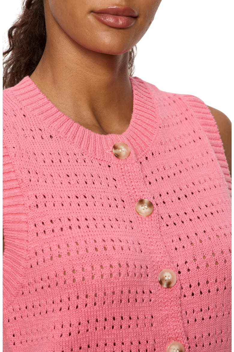 Cotton Pointelle Sleeveless Sweater, Alternate, color, BLOOM PINK