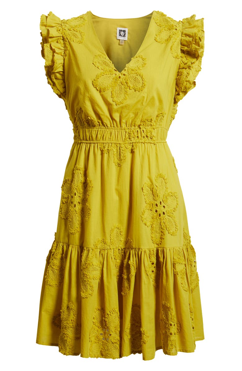 Anne Klein Floral Embroidered Ruffle Dress, Alternate, color, 