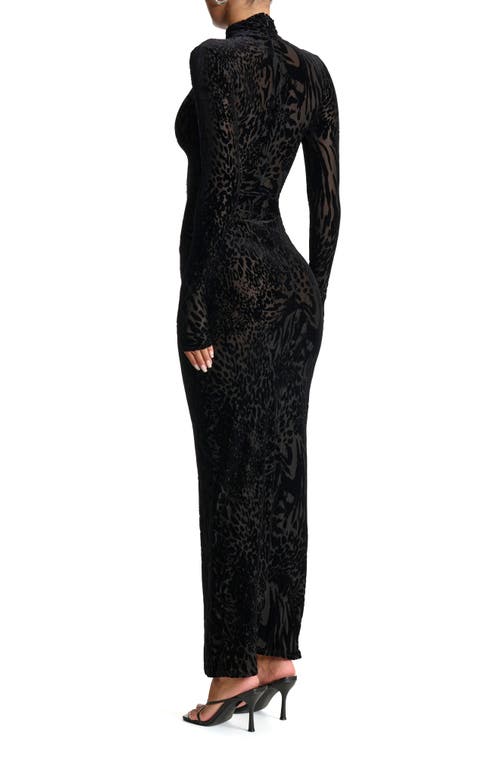 Naked Wardrobe Burnout Long Sleeve Maxi Dress In Black