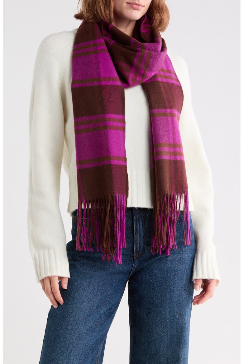 Plaid Knit Scarf, Main, color, POWER PURPLE LARGE PLAID
