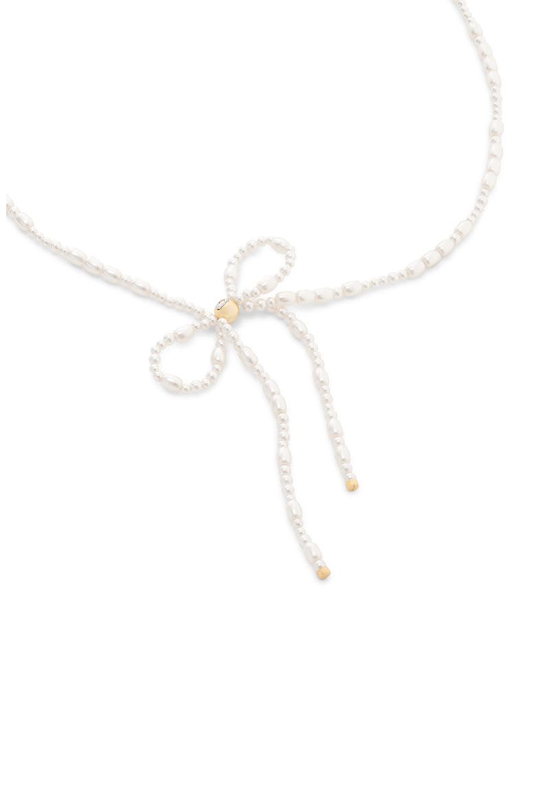 Faux Pearl Bow Choker, Alternate, color, PEARL/ GOLD