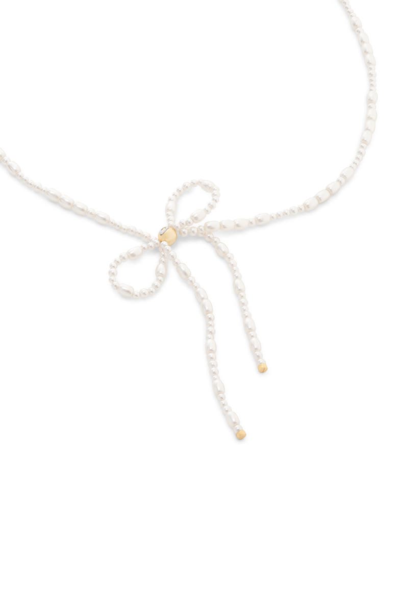 COACH Faux Pearl Bow Choker, Alternate, color, Pearl/ Gold