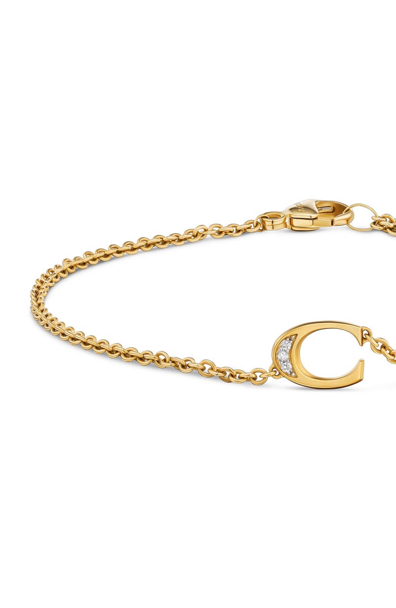 David Yurman Petite Pavé Initial Chain Bracelet in 18K Yellow Gold with Diamonds, Alternate, color, Diamond C