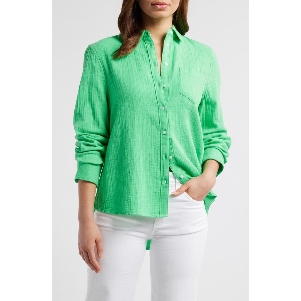 CASLONR CASLON(R) CASUAL GAUZE BUTTON-UP SHIRT